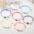 Cord and Pearl Accent Heart Evil Eye Bracelets in Nine Colors view 4