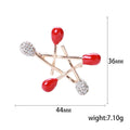 Gold Tone Matchstick Star Brooch Red Enamel Rhinestone view 5