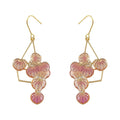 Gold Tone Translucent Pink Grape Cluster Hook Earrings For Women view 5
