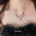 Silver Tone Branch Necklace With Crystal Leaves And Pearl Drops view 3