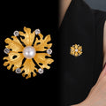 Gold Tone Flower Pearl Look Two Designs Metal Brooch Pin view 4