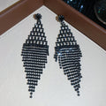 Beaded Diamond Fringe Earrings in Three Color Options view 6