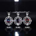 Gradient Square Stone Floral Halo Pendant Necklace view 1