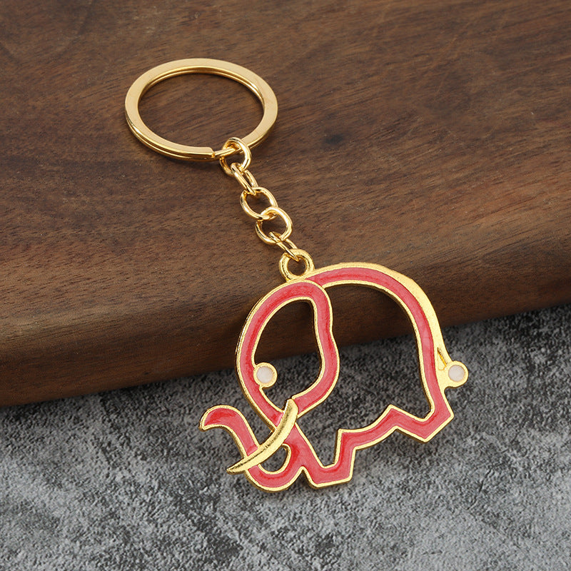 Elephant Enamel Keychain Metal Pendant for Simple Bag Charm