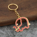 Elephant Outline Enamel Keychains in Six Color and Finish Styles view 7