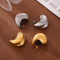Gold Steel Geometric Teardrop Stud Earrings Heavy Pair view 2
