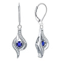Silver Tone Spiral Drop Earrings with Ten Crystal Colors view 3