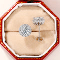 Silver Tone Round Halo CZ Stud Earrings Clear Center Stones view 1