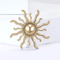 Wavy Sun Brooch with Polished Dome Center Decorative Metal Pin view 2