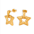 Hammered Hollow Star Drop Earrings Gold And Steel Tone view 5