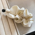 Satin Ruched Twist Hair Clips Black And Ivory Two Colors view 7
