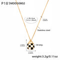 Checkerboard Enamel and Natural Stone Pendant Necklaces view 6