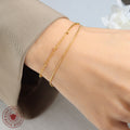 Double Layer Snake and Bead Chain Bracelet Gold Steel view 3