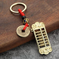 Chinese Style Abacus Pixiu Five Emperor Coins Zinc Alloy Keychain