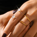 Clear Zircon S Curve Open Ring in Gold or Silver Tone view 3