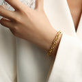 Twisted Rope Chain Necklace and Bracelet Set Gold Steel Tones view 4
