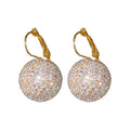 Crystal Covered Ball Gold Tone Huggie Drop Earrings view 5