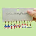 Patriotic Enamel Charm Huggie Hoop Earrings, 28 Styles view 3