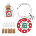 Red February 14 Heart Border Round Message Keychain view 1