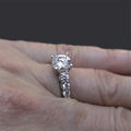 Silver Tone Round Solitaire Ring With Stone Set Shoulders view 4
