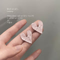 Soft Pink Glossy Enamel Wavy Heart Stud Earrings Pair view 2