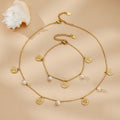 Titanium Steel Sun Disc Coin Necklace Anklet Pearl Natural Stone view 1