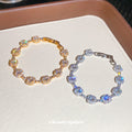 Gold Silver Cushion Halo Cubic Zirconia Tennis Bracelets view 3