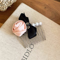 Satin Bow And Rose Pearl Metal Comb Hair Accessories view 6