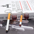 Cigarette and Red Wine Glass Novelty Split Ring Keychains view 2