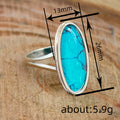 Silver Tone Oval Turquoise Look Statement Ring Polished Metal Jewelry view 4