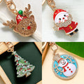 Eight Jeweled Christmas Santa Tree Snowman Bell and Reindeer Keychains view 1