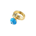 Gold Tone Swirled Glass Evil Eye Adjustable Rings in Ten Colors view 5