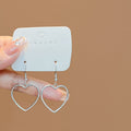 Gold and Silver Minimalist Open Heart Long Hook Earrings view 3