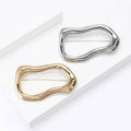 Irregular Open Loop Brooch In Smooth Gold And Silver Tones view 3