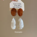 Marbled Resin Oval and Teardrop Earrings in Three Colors view 4