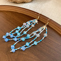 Blue Bead Starfish Shell Tassel Earring and Necklace Pieces view 6