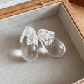 Clear and Frosted Teardrop Earrings in Two Sculptural Designs view 6