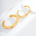 Gold Tone Gold Wavy Open Cuff Irregular Three Designs Metal Bracelet view 3