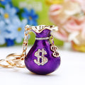 Jeweled Dollar Money Pouch Keychains in Red Purple and Gold view 7