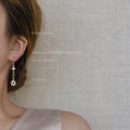Gold Tone Green Stone And White Pearl Asymmetric Hook Earrings view 3