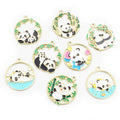 Round Enamel Panda Metal Charms in Nine Illustrated Designs view 12