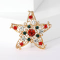 Gold Tone Filigree Starfish Brooch Red Green Crystal Pin view 6