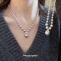 Gold Tone White Graduated Pearl Like Earrings And Necklace view 3