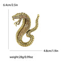 Antique Gold Silver Rhinestone Cobra Snake Brooch Scales view 6