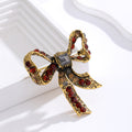 Ribbon Bow Crystal Metal Brooch Pin 4.8 x 4.3 cm for Jackets and Lapels view 4
