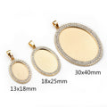 Crystal Rim Oval Cabochon Pendant Trays in Two Finishes view 3
