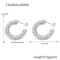 Titanium Steel Fan Hoop And Hexagon Texture C-Hoop Earrings view 9