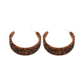 Flocked C Hoop Stud Earrings in Leopard and Burgundy view 5