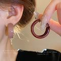Chunky Glossy Hoop Earrings in Pink and Red Fashion Jewelry view 2