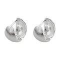 Silver Ribbed Huggie Hoop Earrings Textured Metal Pair view 5